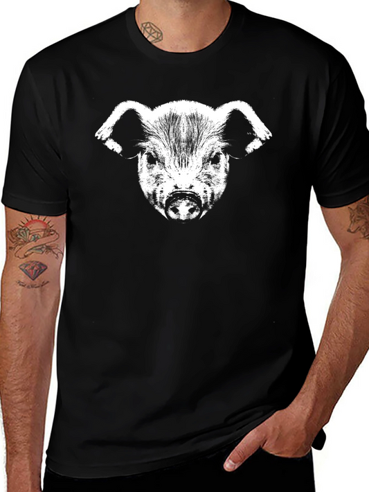 Pig Face Graphic Black Tee Shirt - Mens