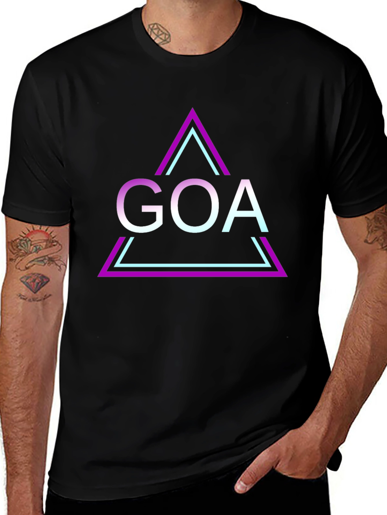 Goa Triangle Graphic Black T-Shirt