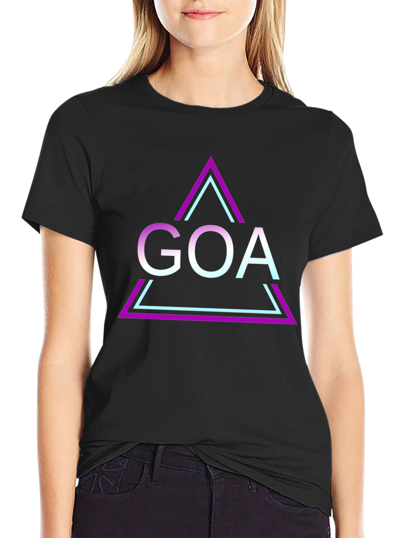 Goa Triangle Graphic Black T-Shirt