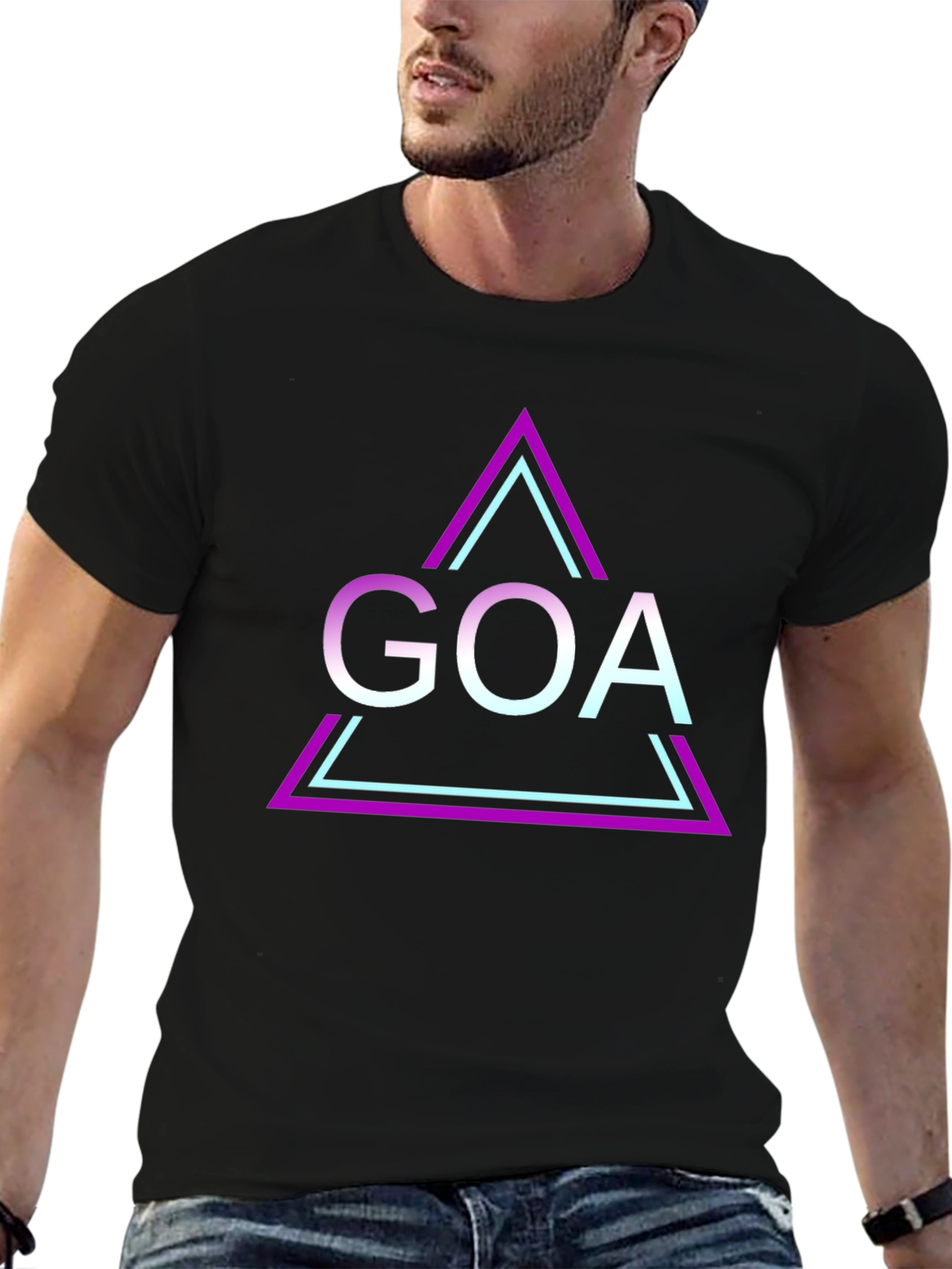 Goa Triangle Graphic Black T-Shirt