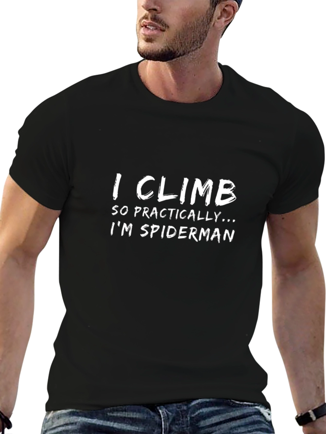 I Climb So Practically Im Spiderman Black T-Shirt