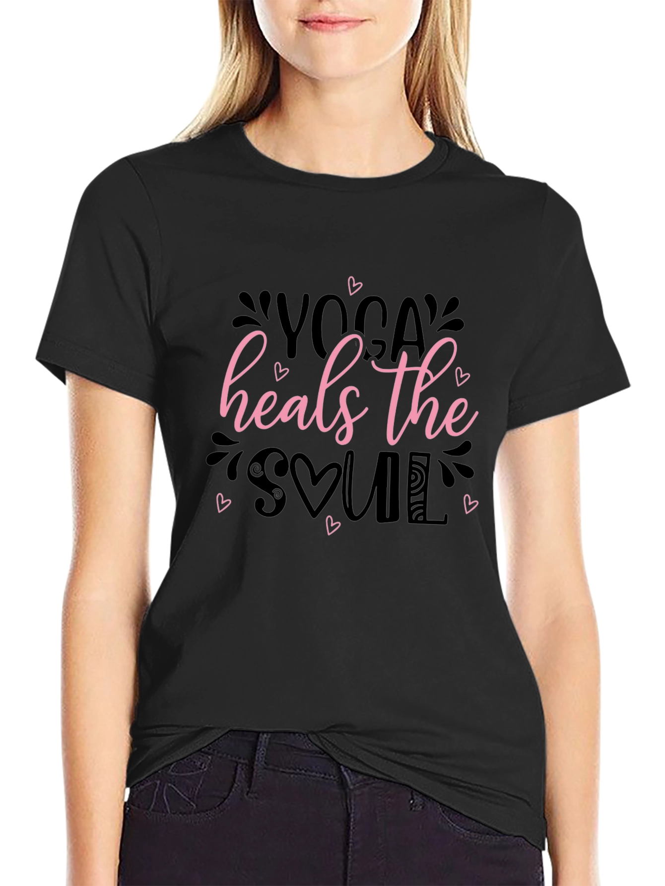 Yoga Heals the Soul Black T-Shirt
