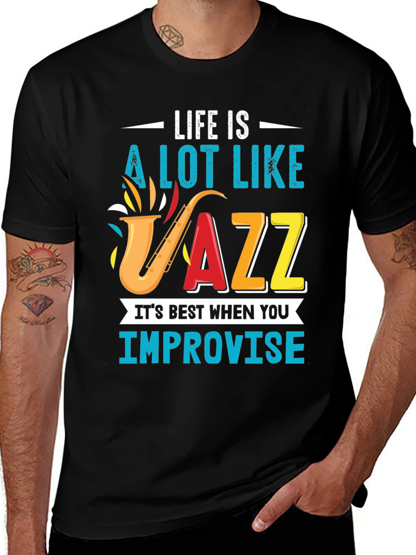 Life is Jazz Mens Black T-Shirt