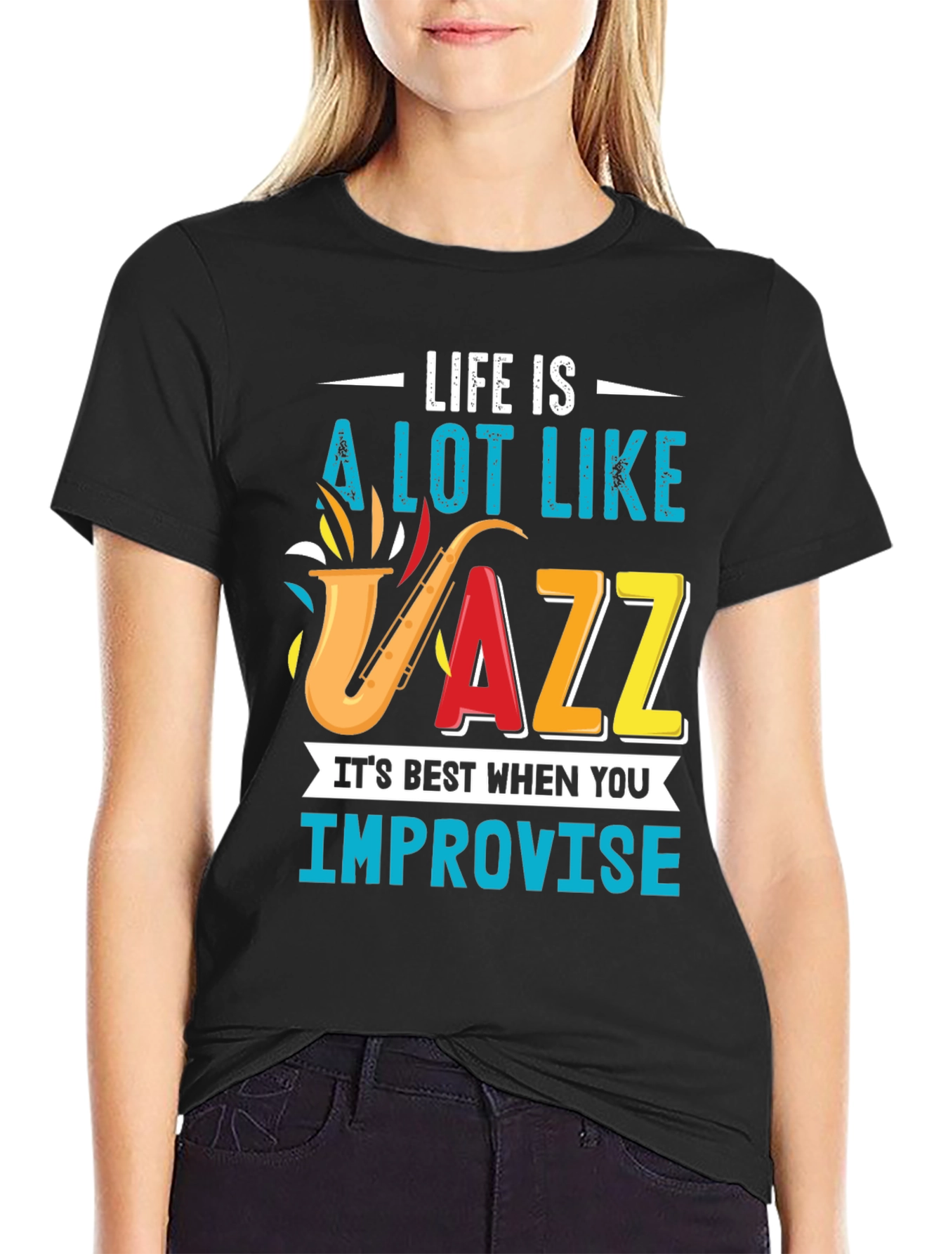 Life is Jazz Mens Black T-Shirt