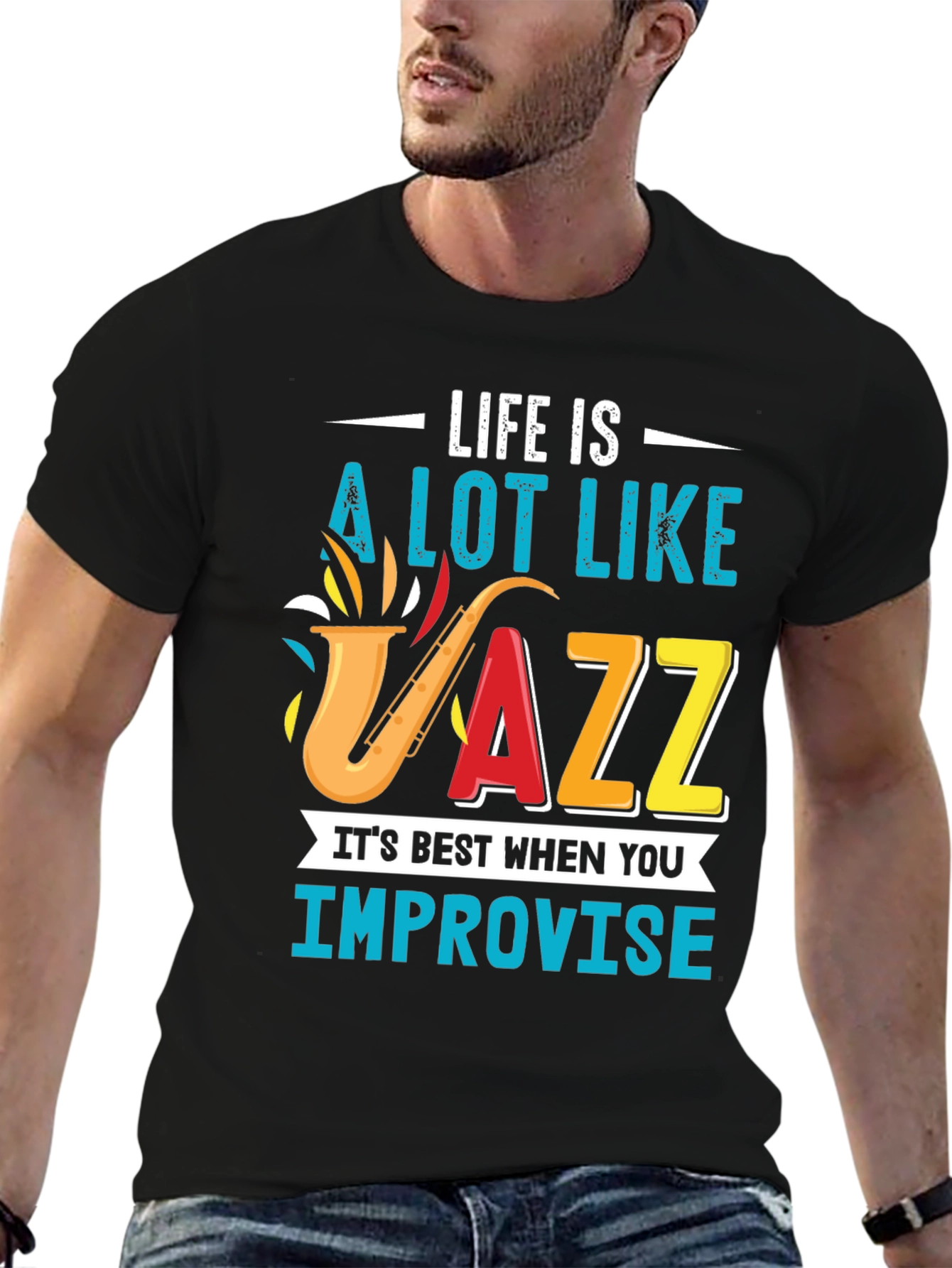 Life is Jazz Mens Black T-Shirt