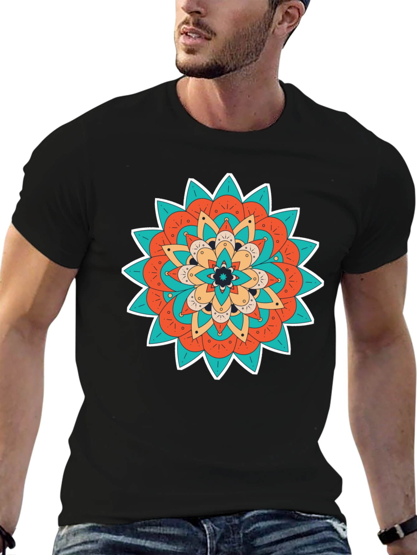 Boho Mandala Graphic Black T-Shirt
