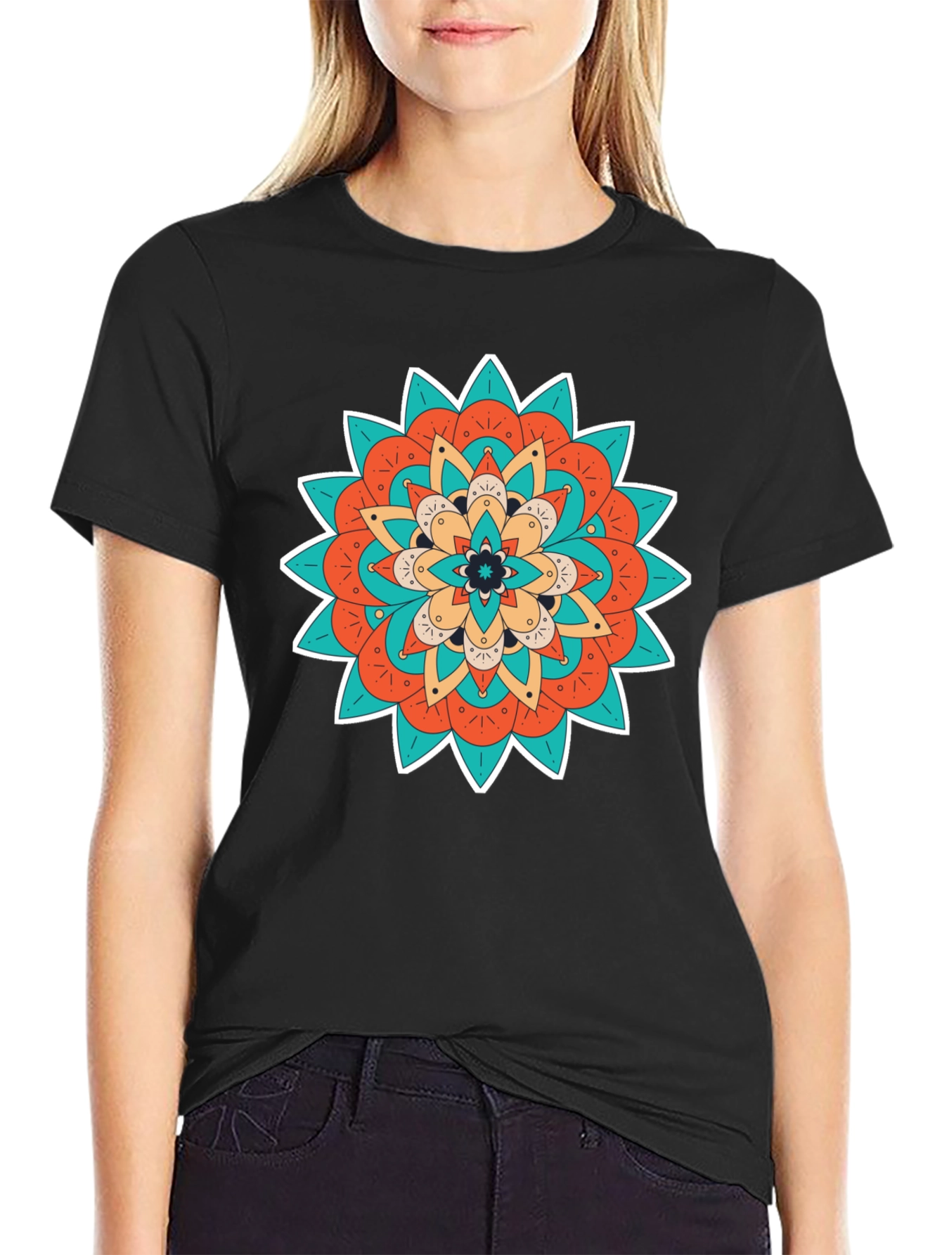 Boho Mandala Graphic Black T-Shirt