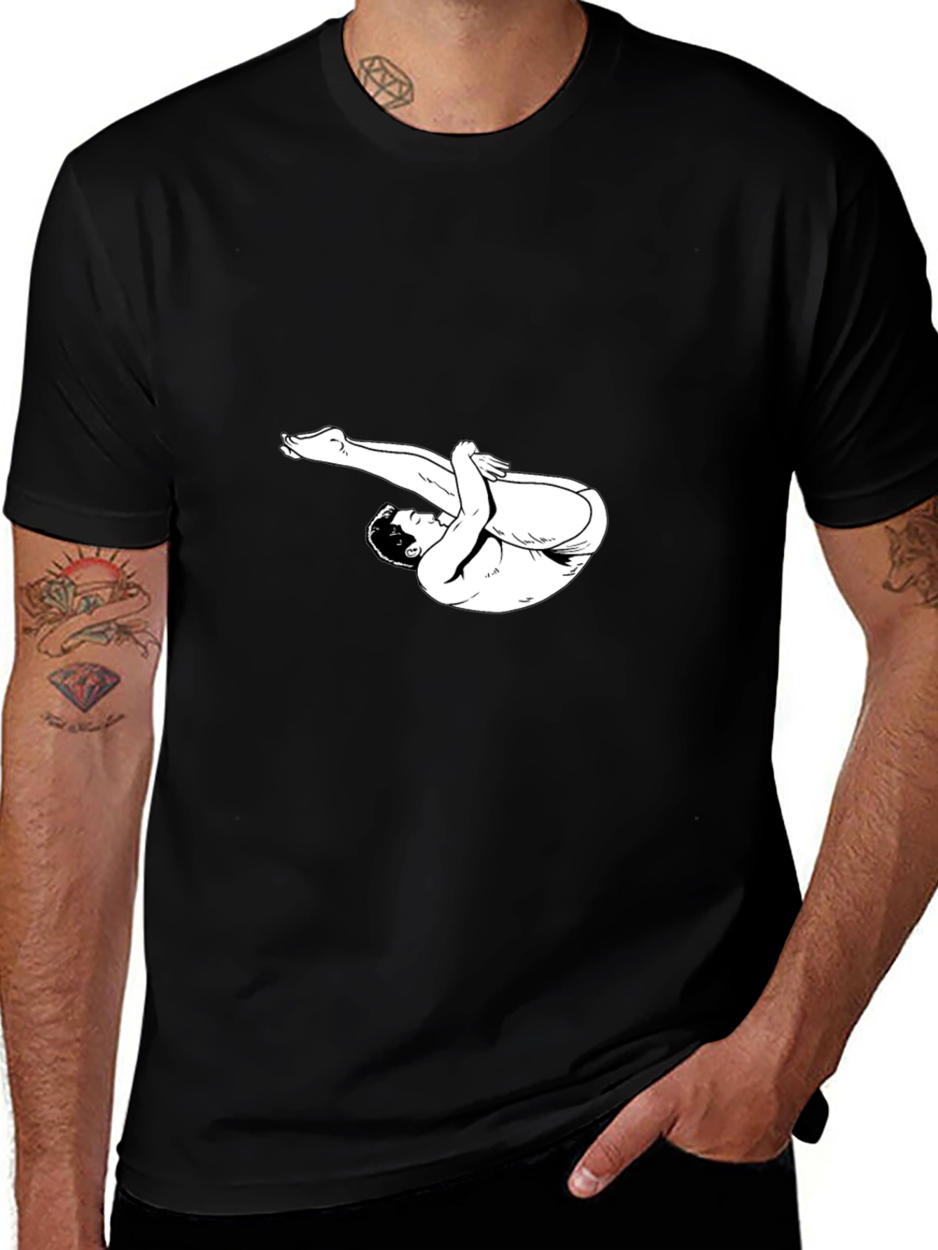 Diver Graphic Tee - Black Cotton T-Shirt