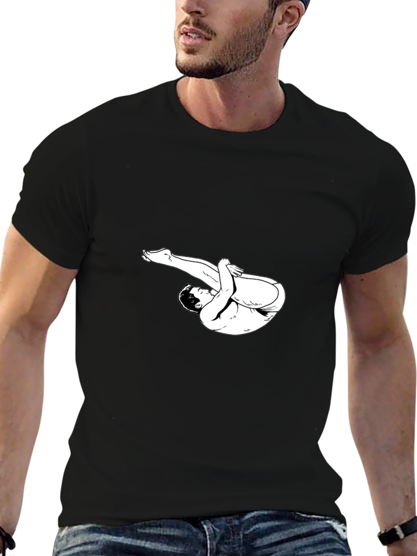 Diver Graphic Tee - Black Cotton T-Shirt