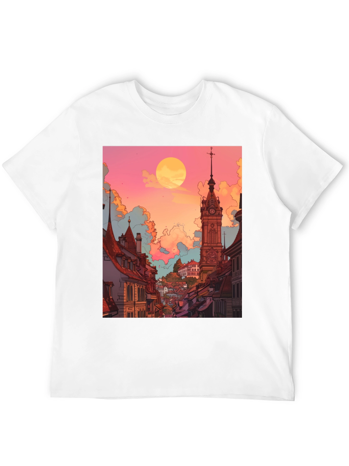 Retro Cityscape Graphic Tee - Unisex Black T-Shirt
