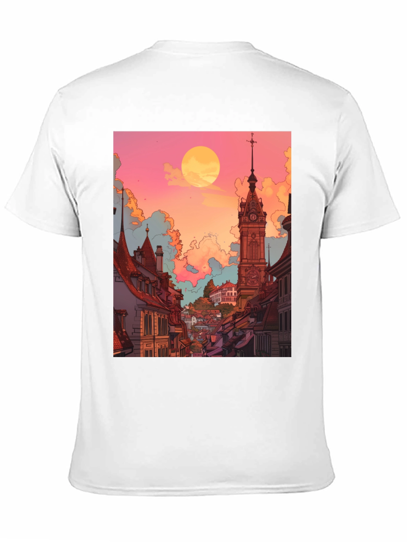 Retro Cityscape Graphic Tee - Unisex Black T-Shirt