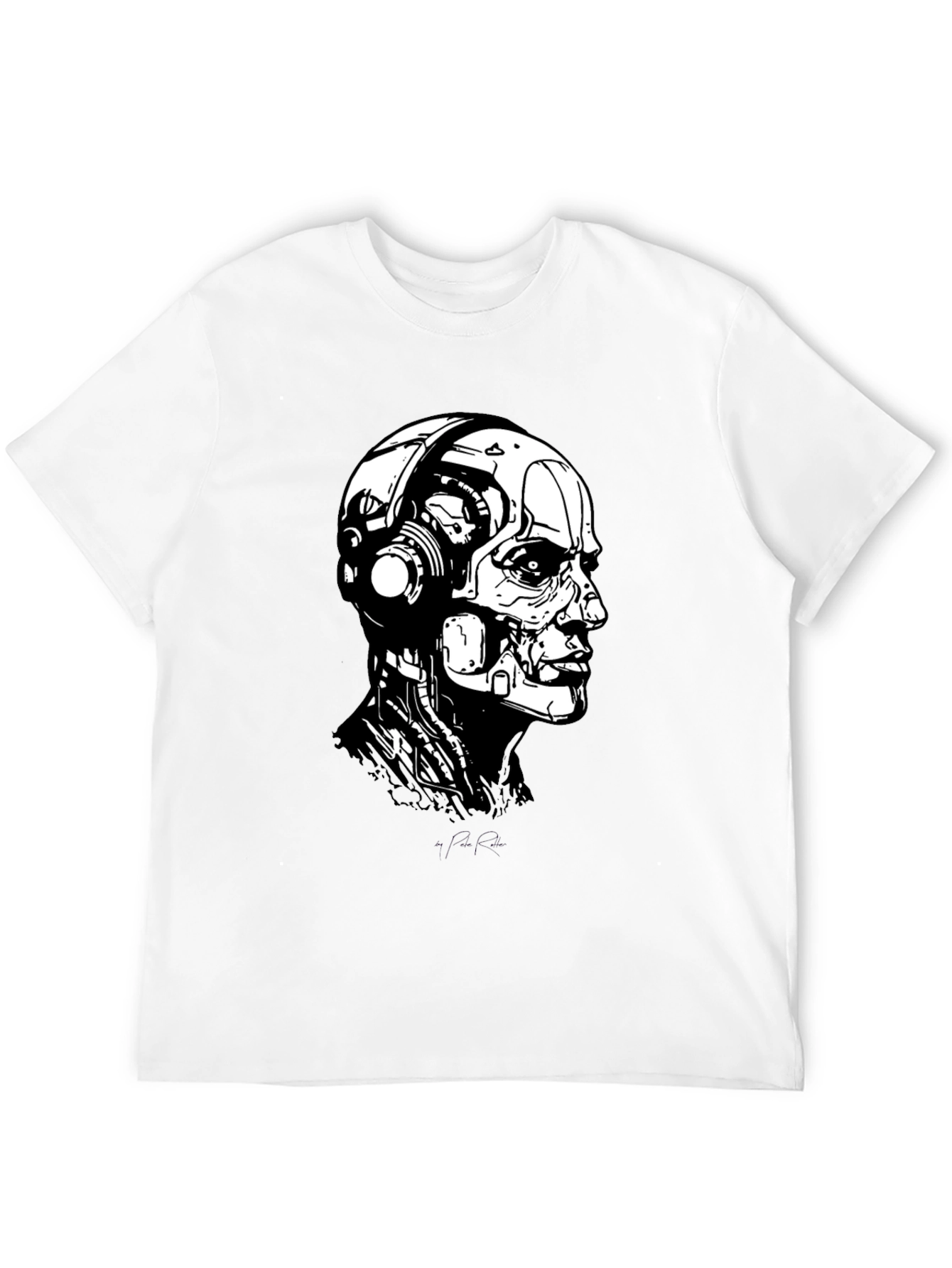 Cyberpunk Robot Head Black T-Shirt