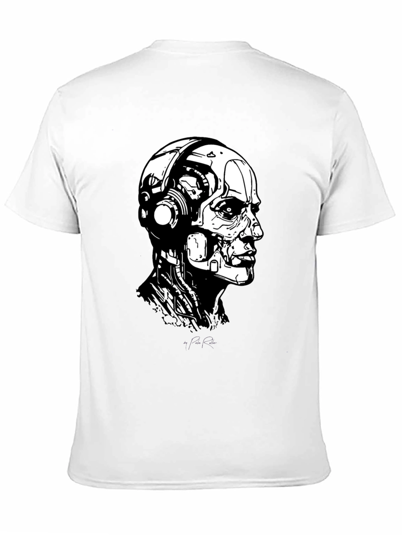 Cyberpunk Robot Head Black T-Shirt