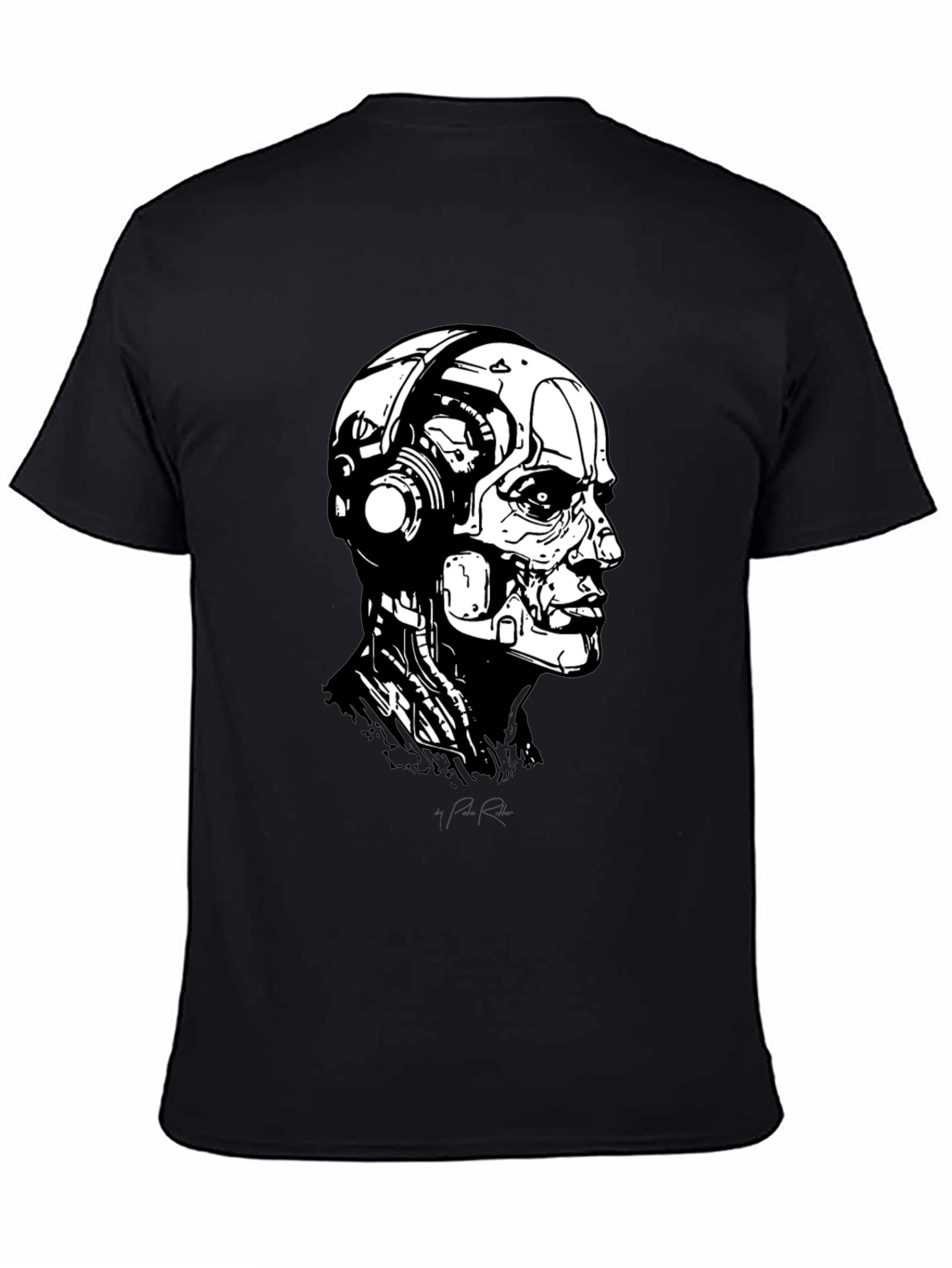 Cyberpunk Robot Head Black T-Shirt