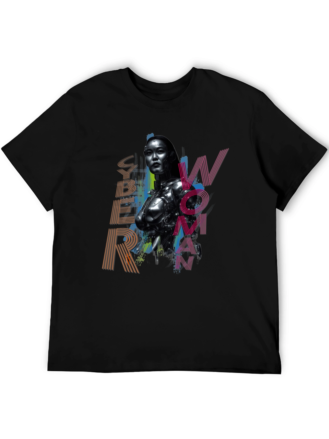 Cyber Woman Graphic Tee - Sci-Fi Fashion
