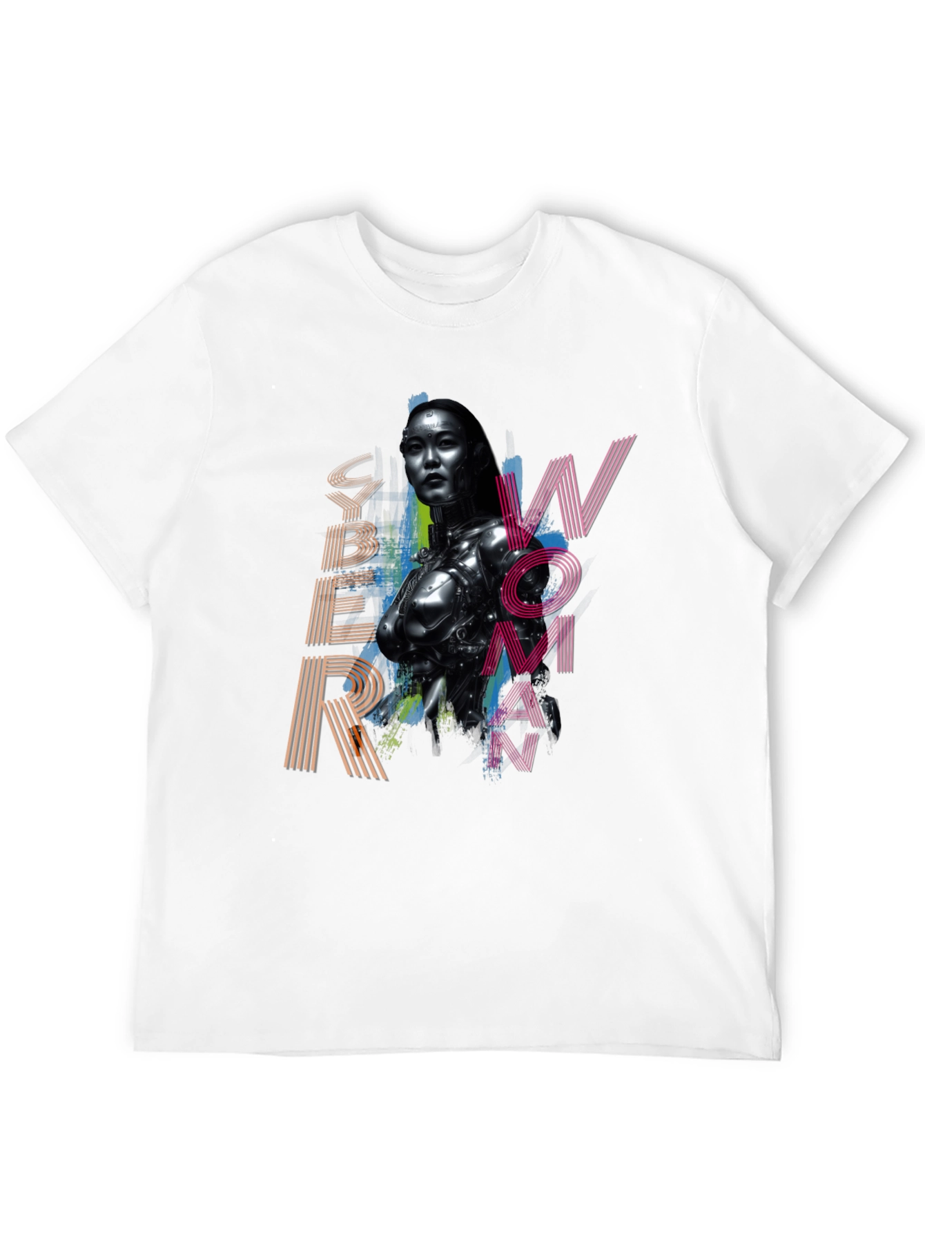 Cyber Woman Graphic Tee - Sci-Fi Fashion