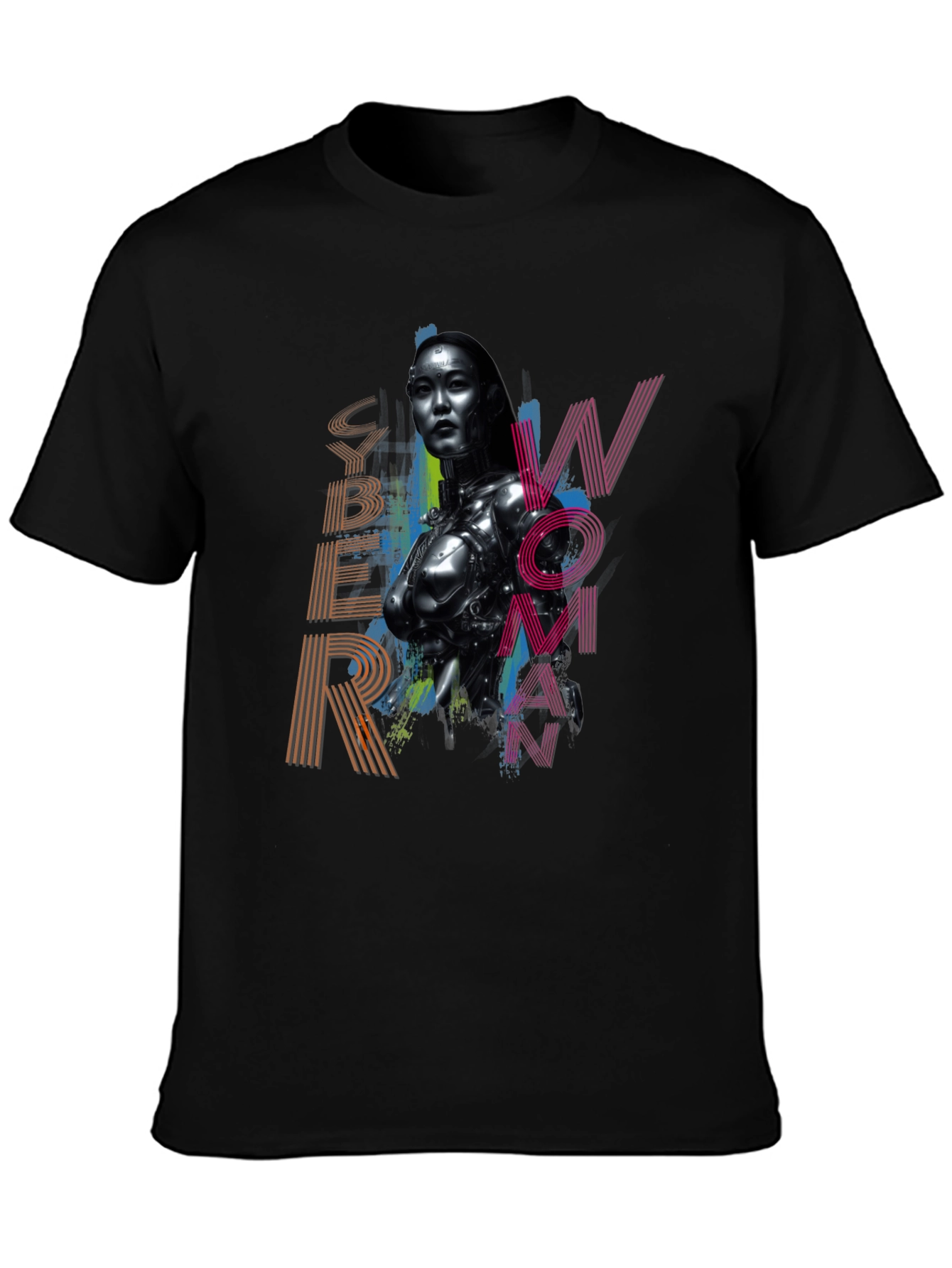 Cyber Woman Graphic Tee - Sci-Fi Fashion