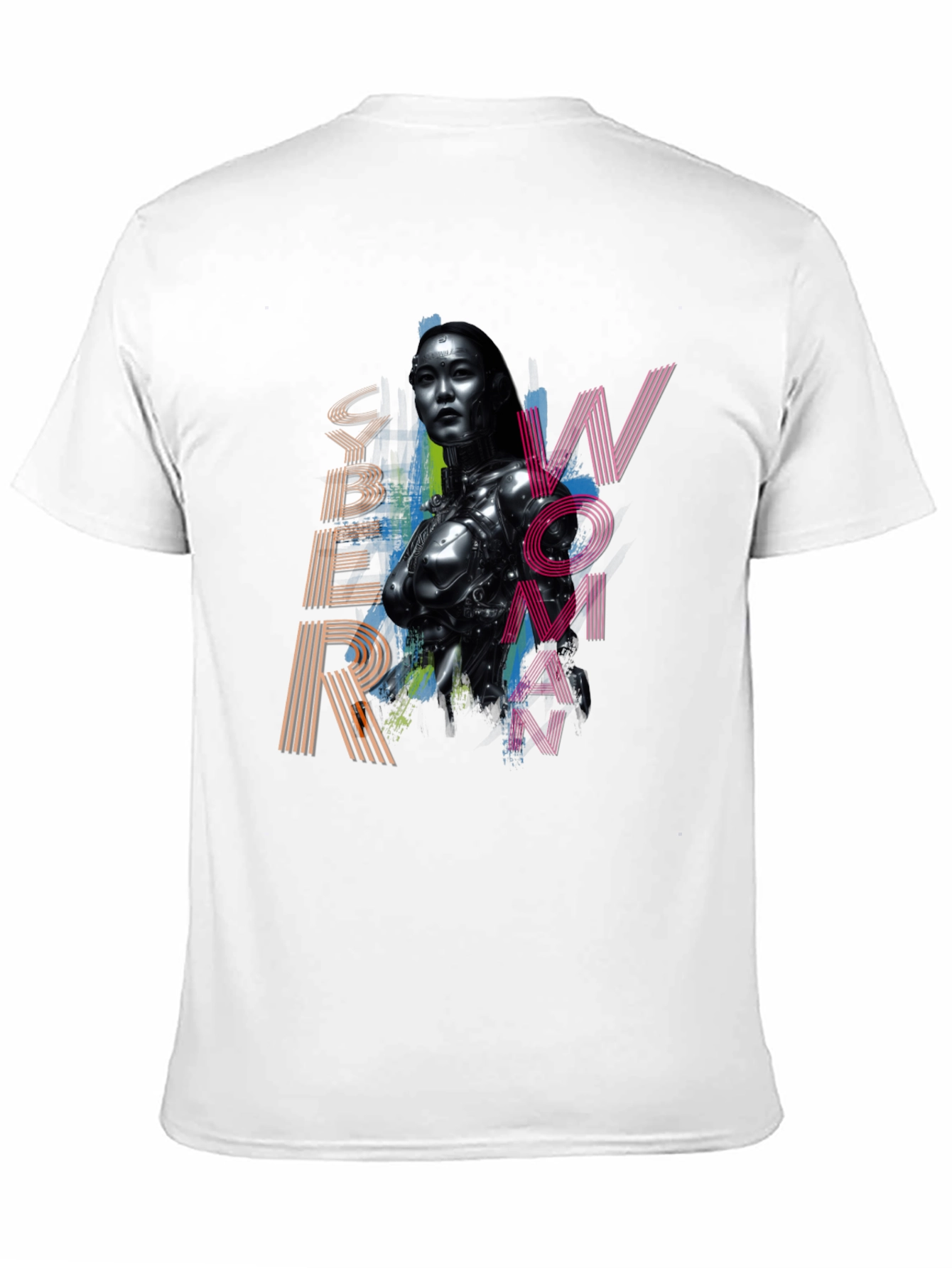 Cyber Woman Graphic Tee - Sci-Fi Fashion
