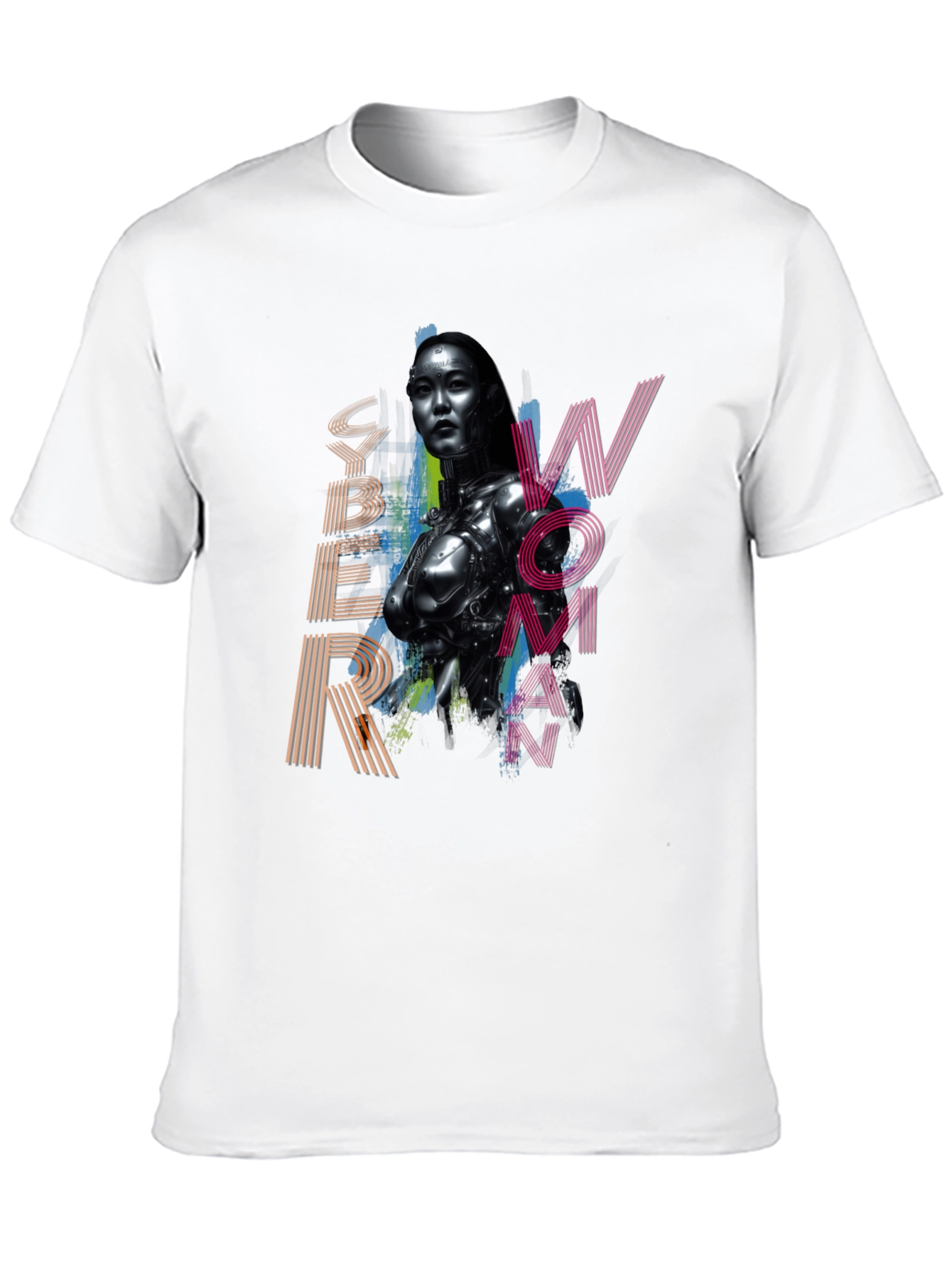 Cyber Woman Graphic Tee - Sci-Fi Fashion