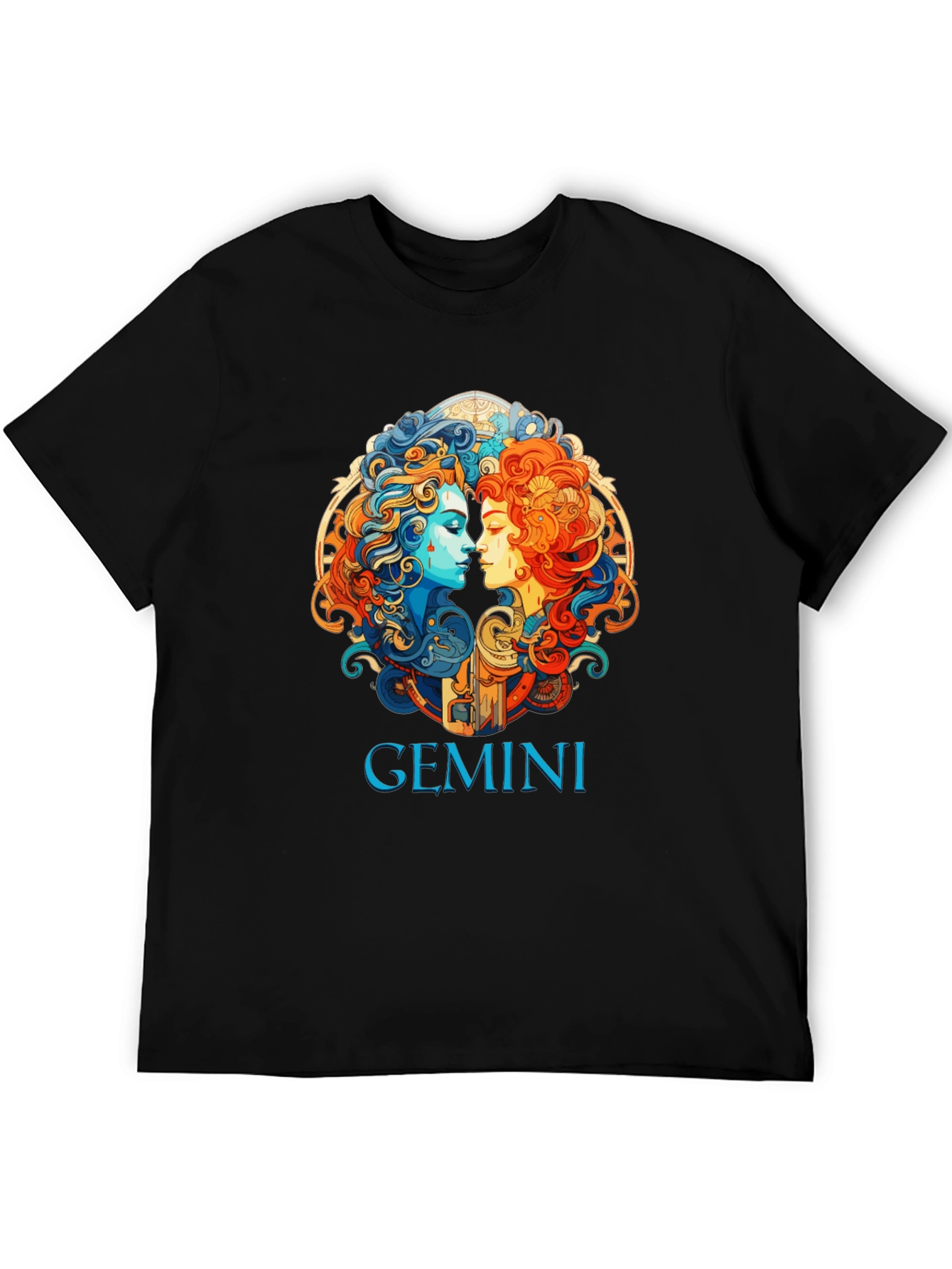 Gemini Zodiac Graphic T-Shirt - Black