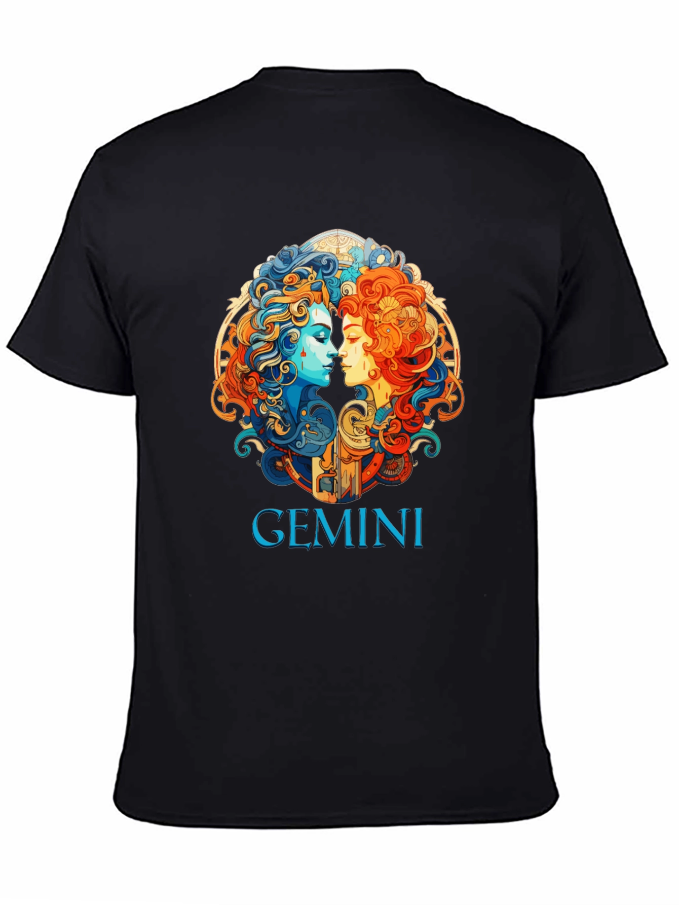 Gemini Zodiac Graphic T-Shirt - Black