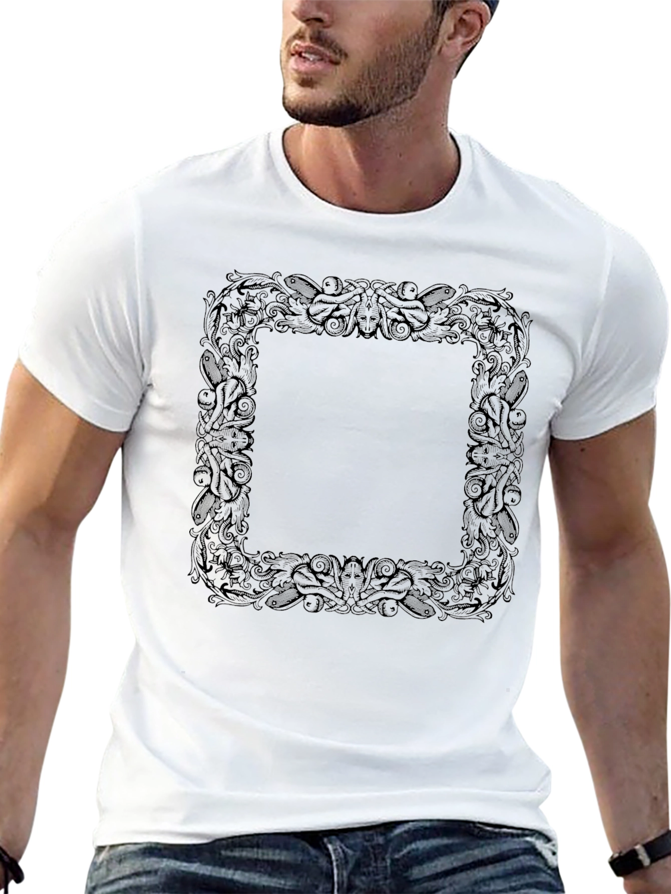 Ornate Square Graphic Tee - Classic Black