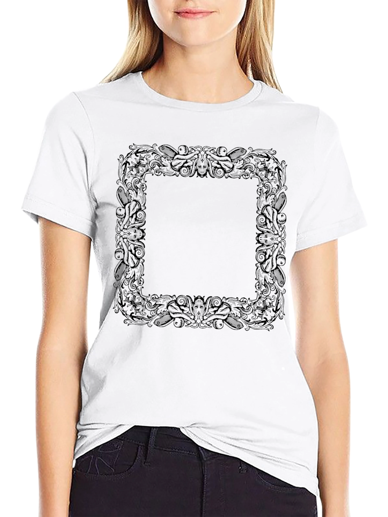 Ornate Square Graphic Tee - Classic Black