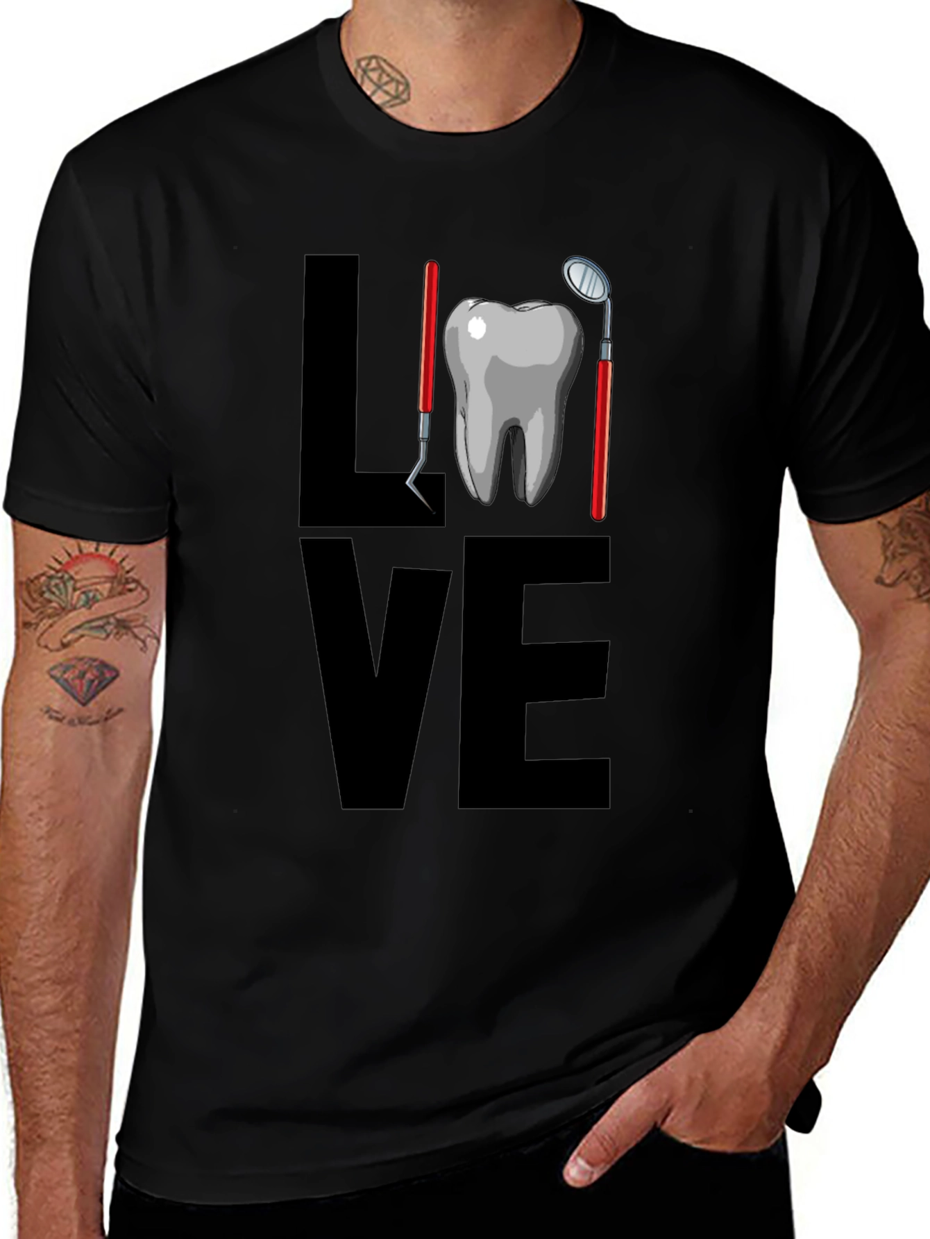 Dental Love Graphic Tee - Black Cotton T-Shirt