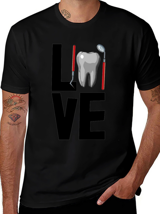 Dental Love Graphic Tee - Black Cotton T-Shirt