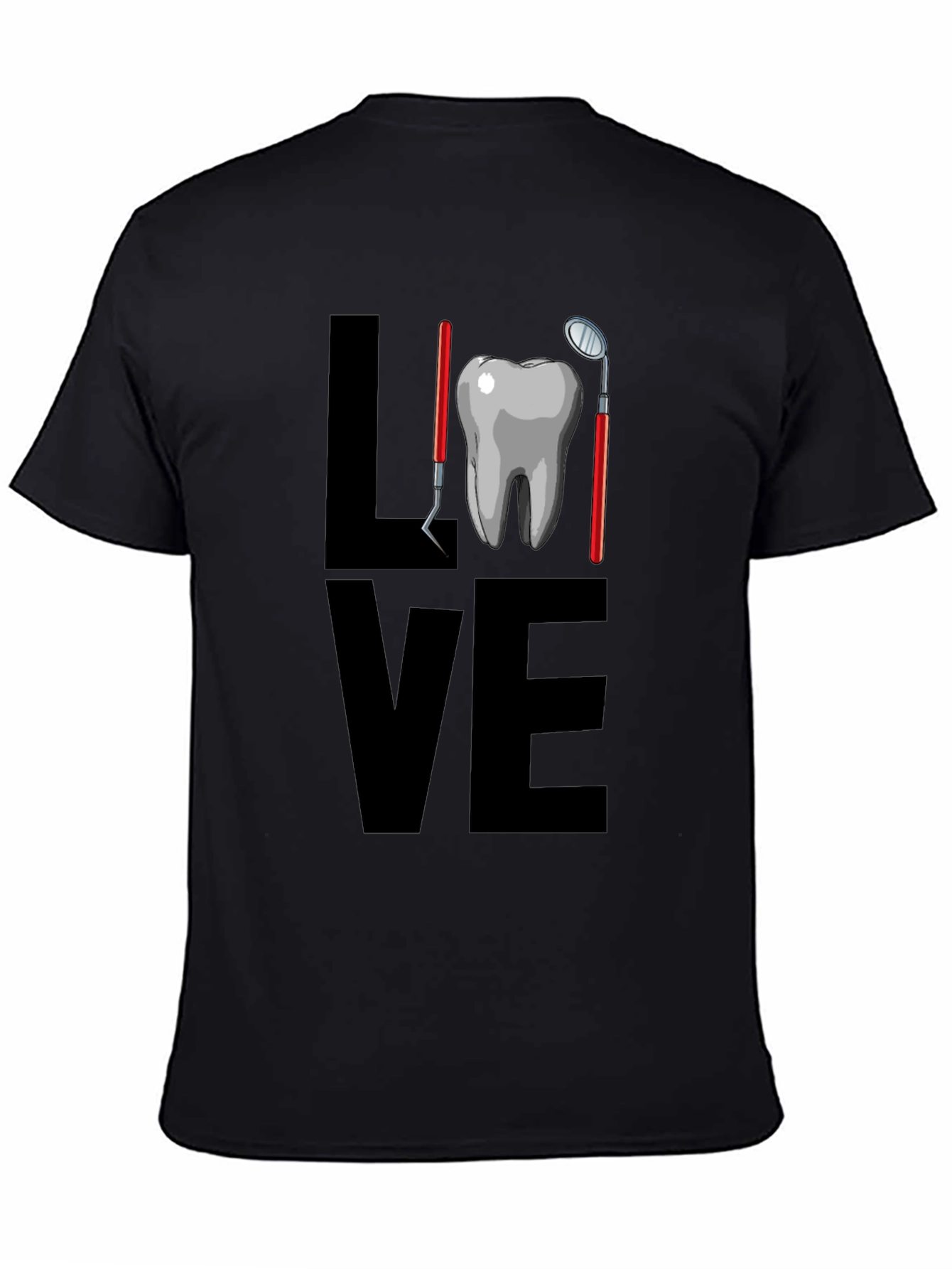 Dental Love Graphic Tee - Black Cotton T-Shirt