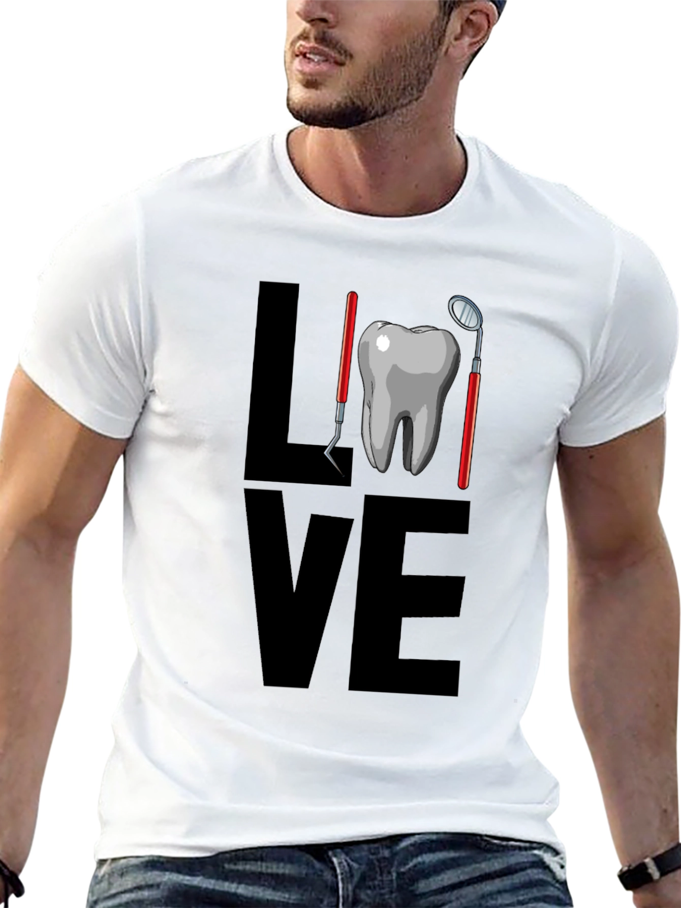 Dental Love Graphic Tee - Black Cotton T-Shirt