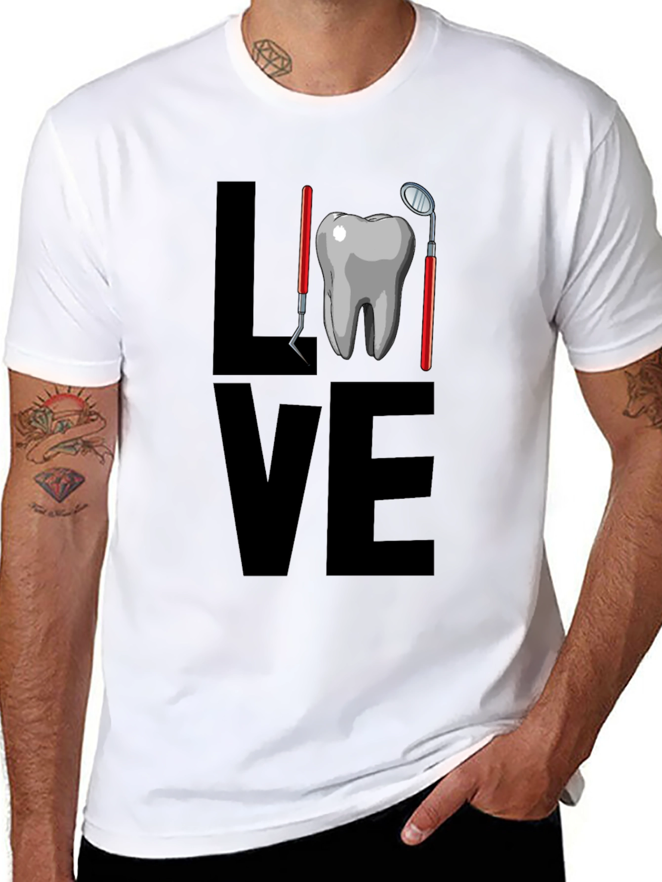 Dental Love Graphic Tee - Black Cotton T-Shirt
