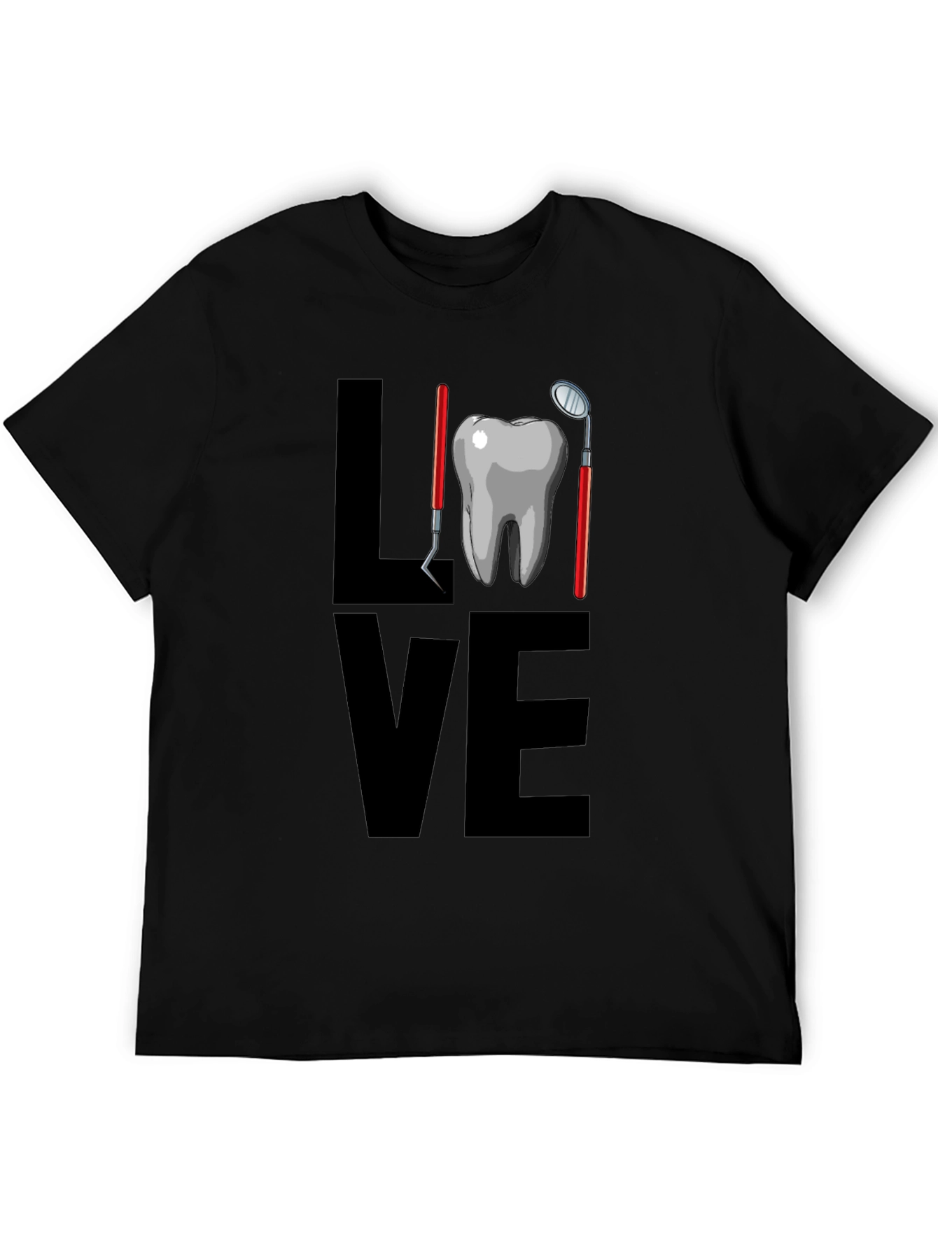 Dental Love Graphic Tee - Black Cotton T-Shirt