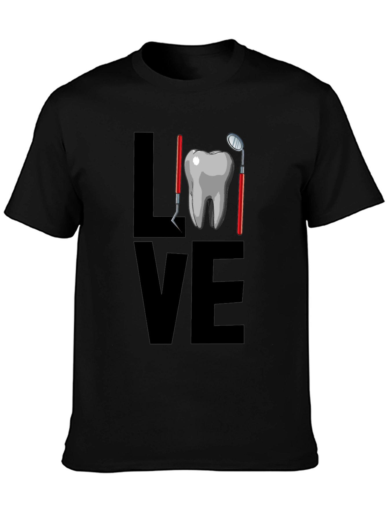 Dental Love Graphic Tee - Black Cotton T-Shirt