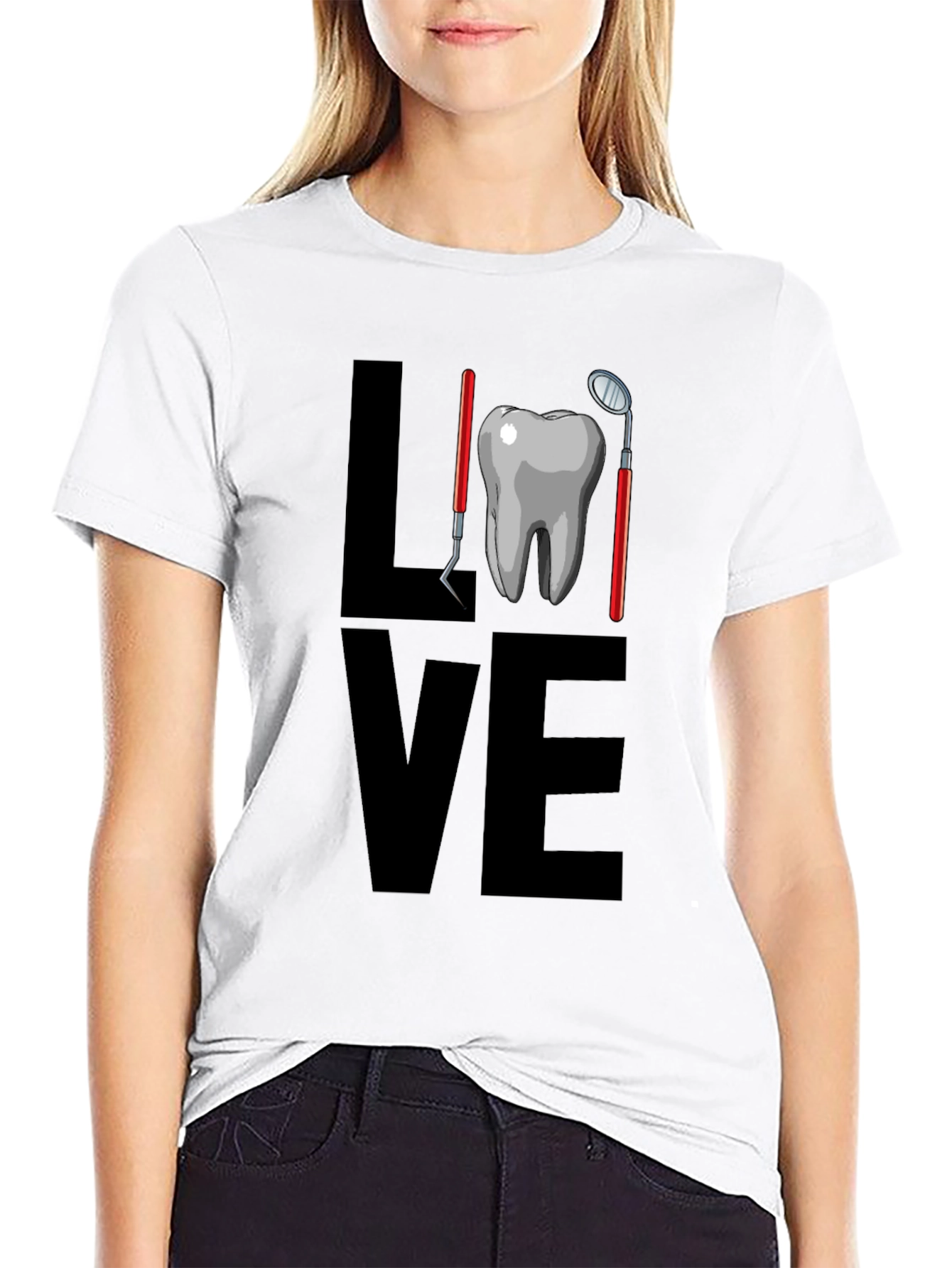Dental Love Graphic Tee - Black Cotton T-Shirt