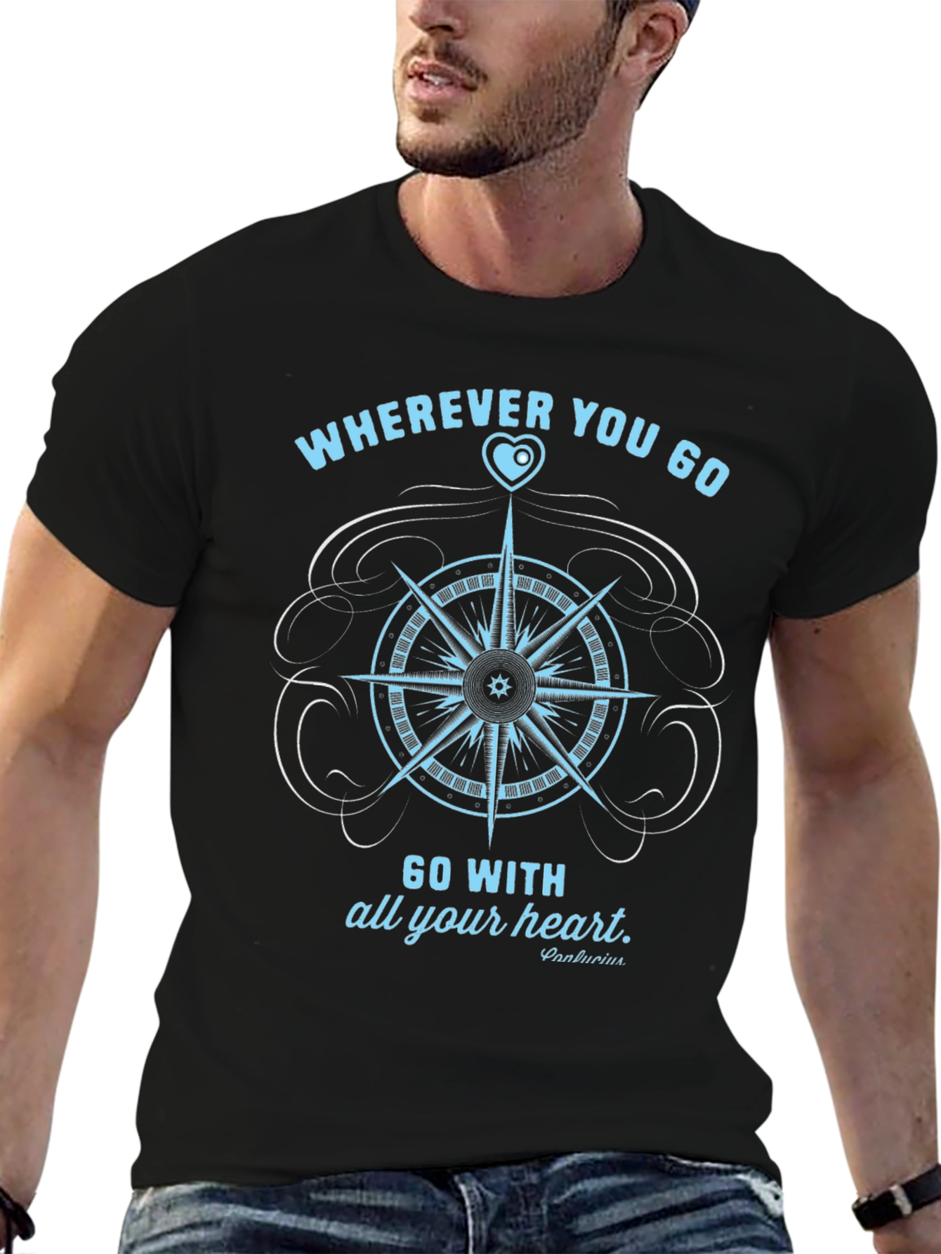 Compass Heart Graphic T-Shirt - Travel Inspiration