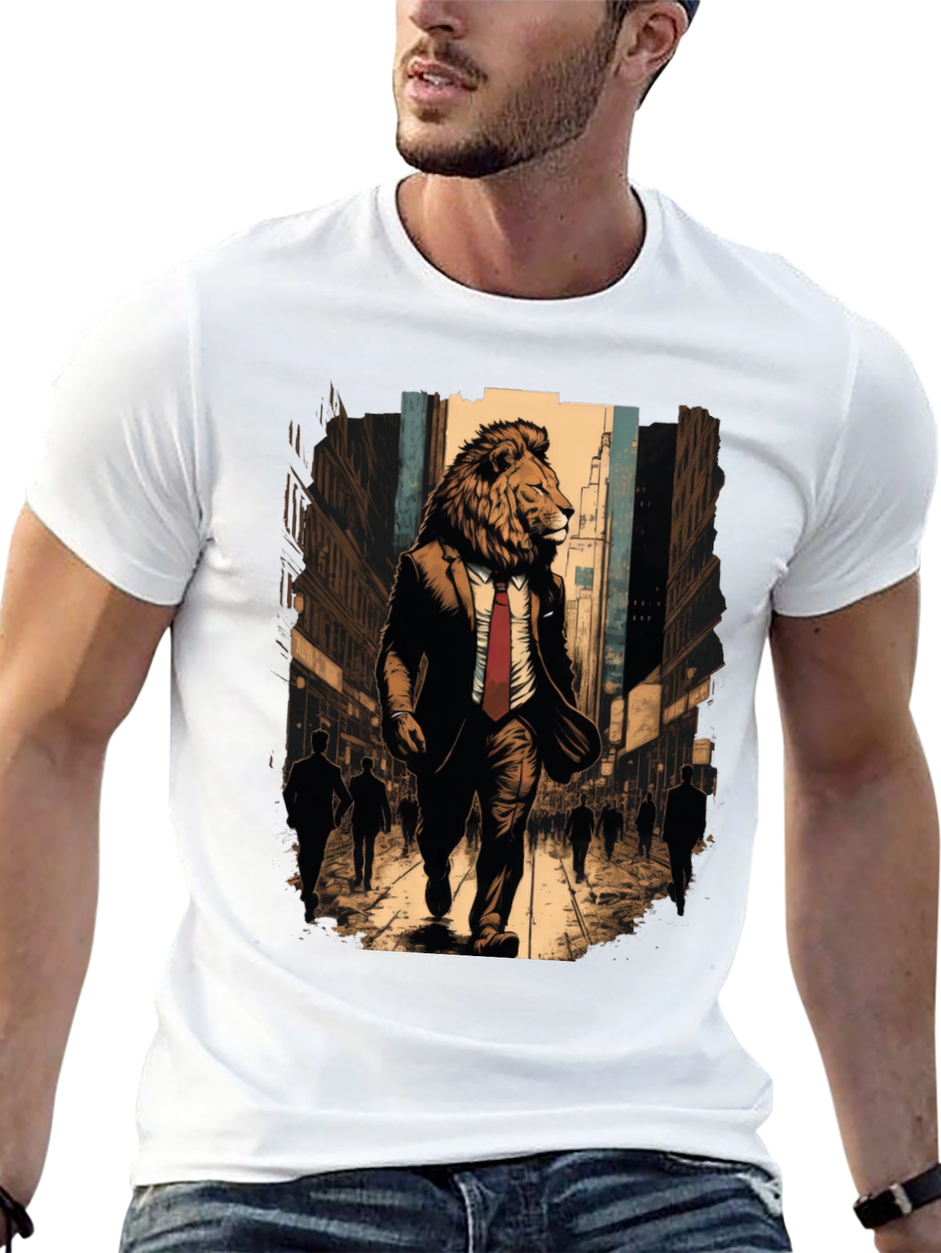 Lion in Suit Graphic Tee - Urban Style