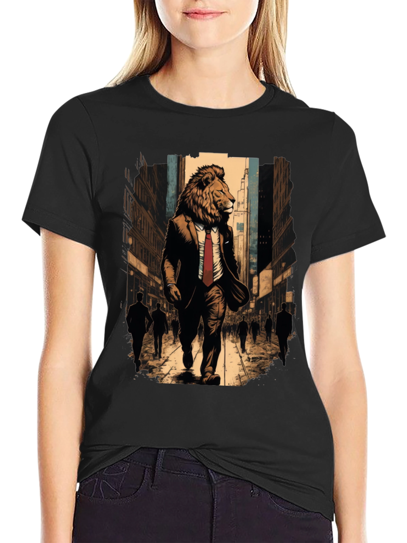 Lion in Suit Graphic Tee - Urban Style