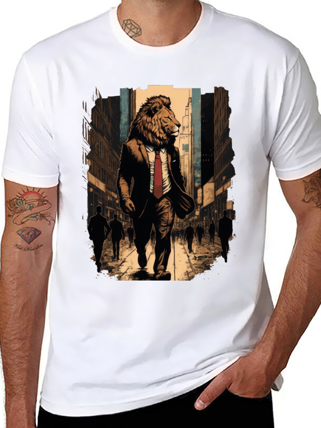 Lion in Suit Graphic Tee - Urban Style