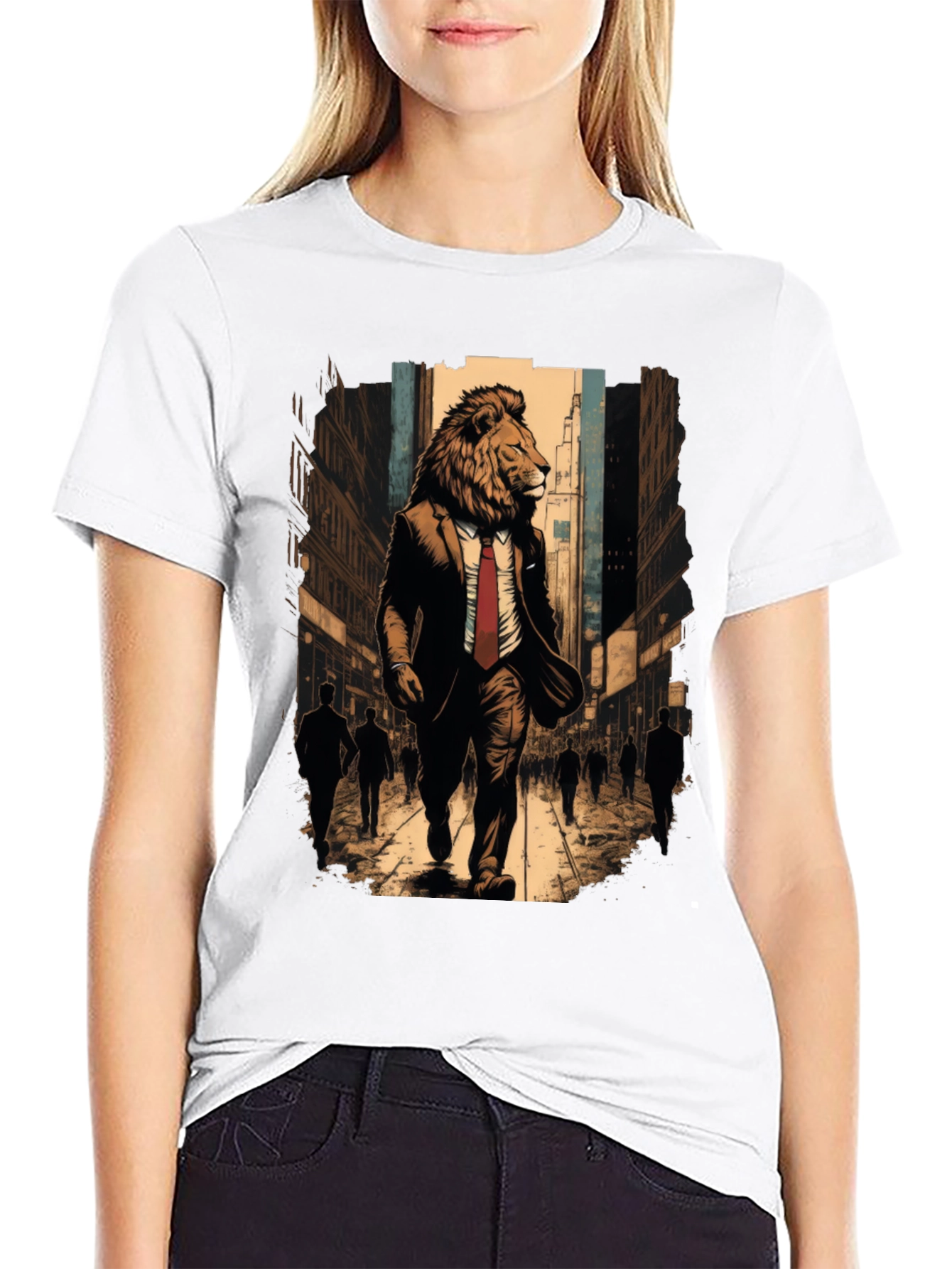 Lion in Suit Graphic Tee - Urban Style