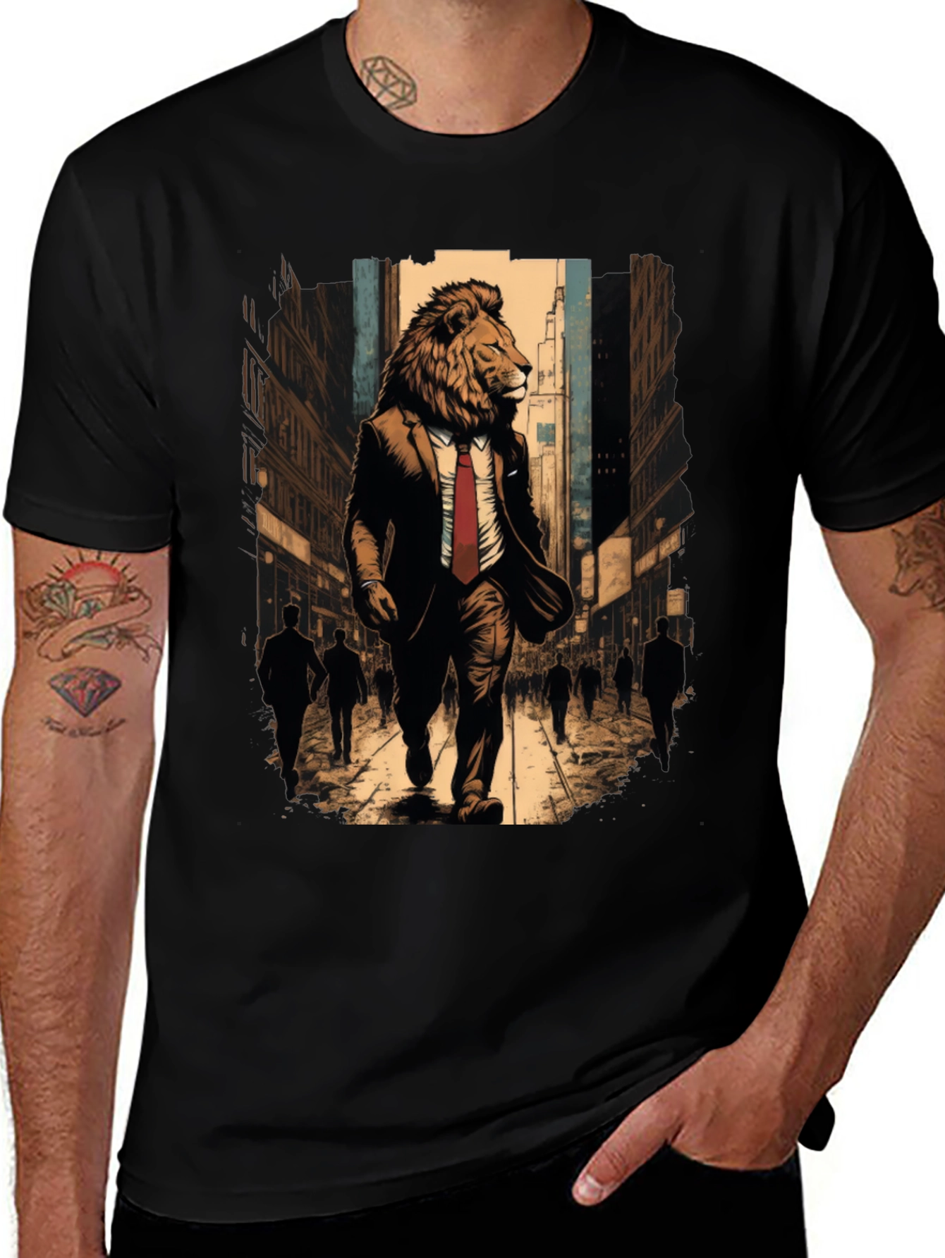Lion in Suit Graphic Tee - Urban Style