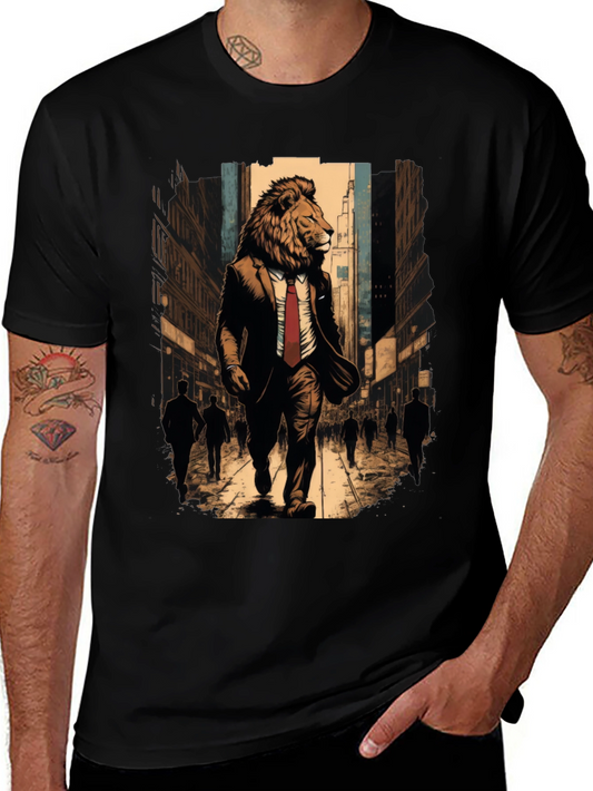 Lion in Suit Graphic Tee - Urban Style