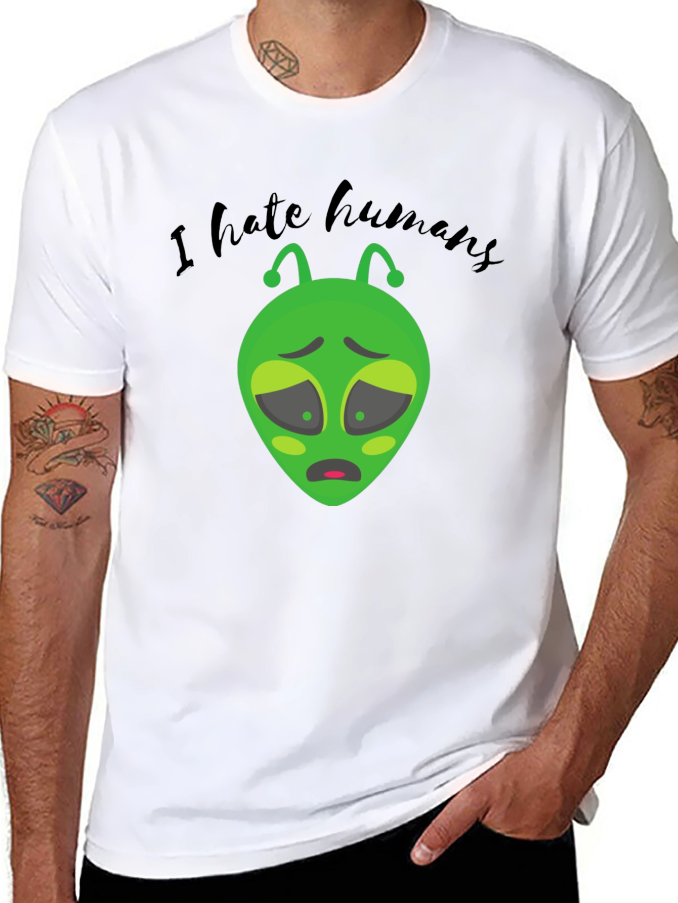 I Hate Humans Alien Graphic T-Shirt