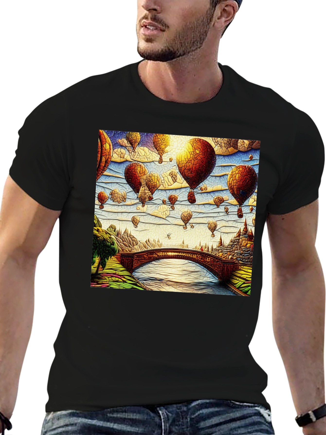 Fantasy Landscape Balloon Graphic T-Shirt