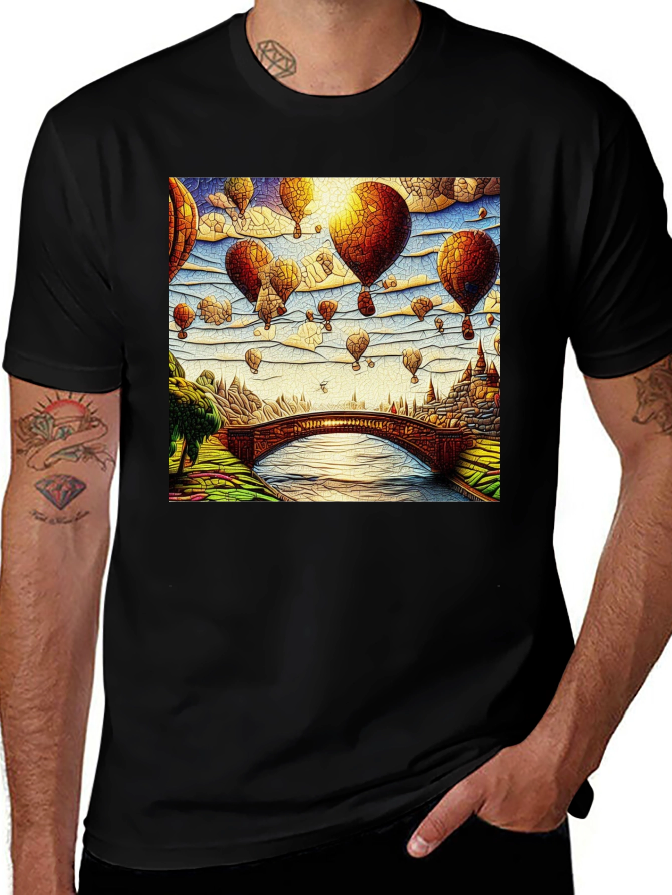 Fantasy Landscape Balloon Graphic T-Shirt