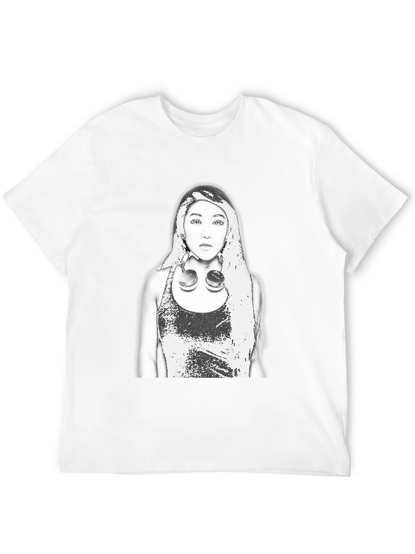 Edgy Graphic Tee - Woman with Headphones Design