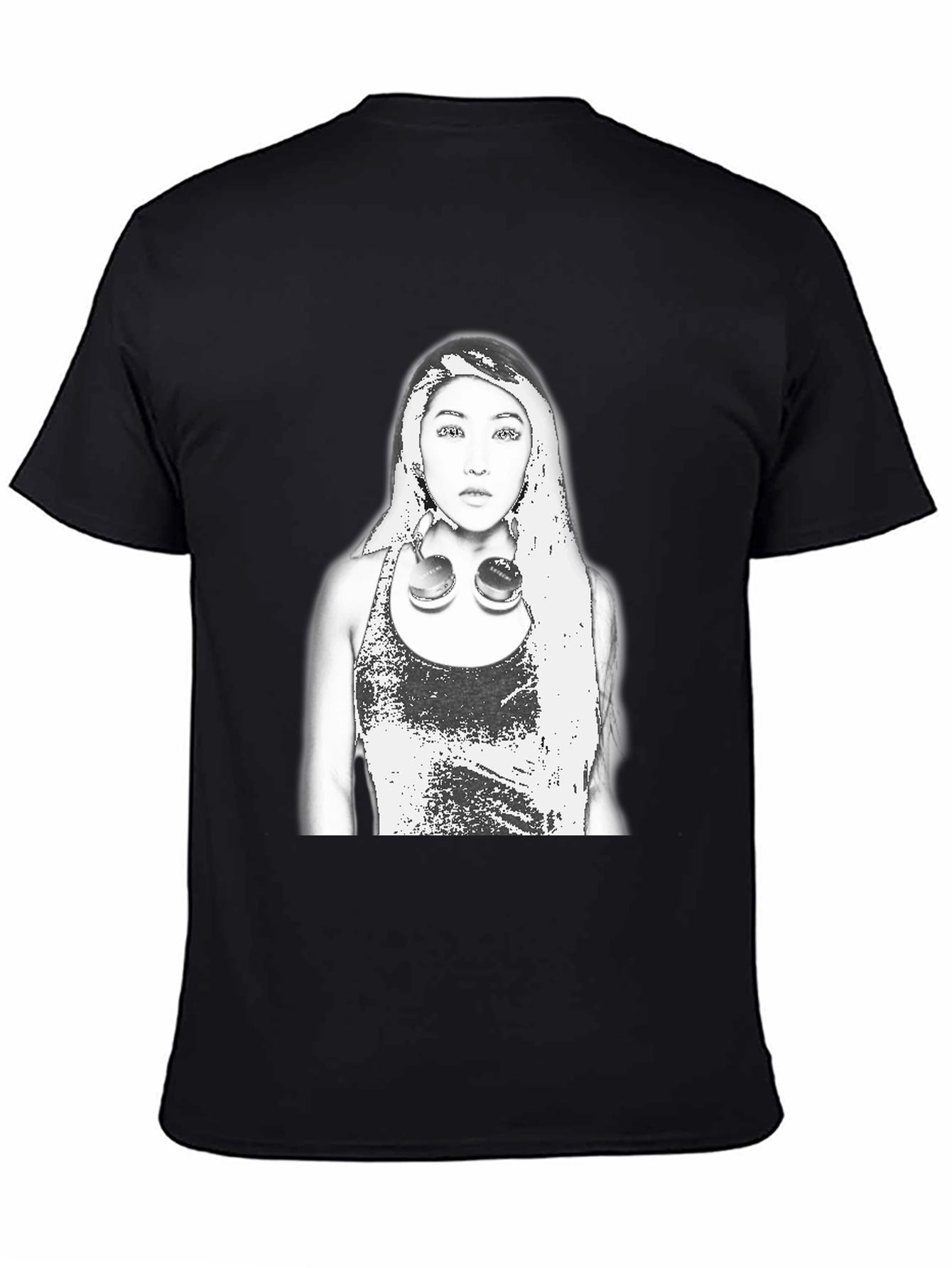 Edgy Graphic Tee - Woman with Headphones Design