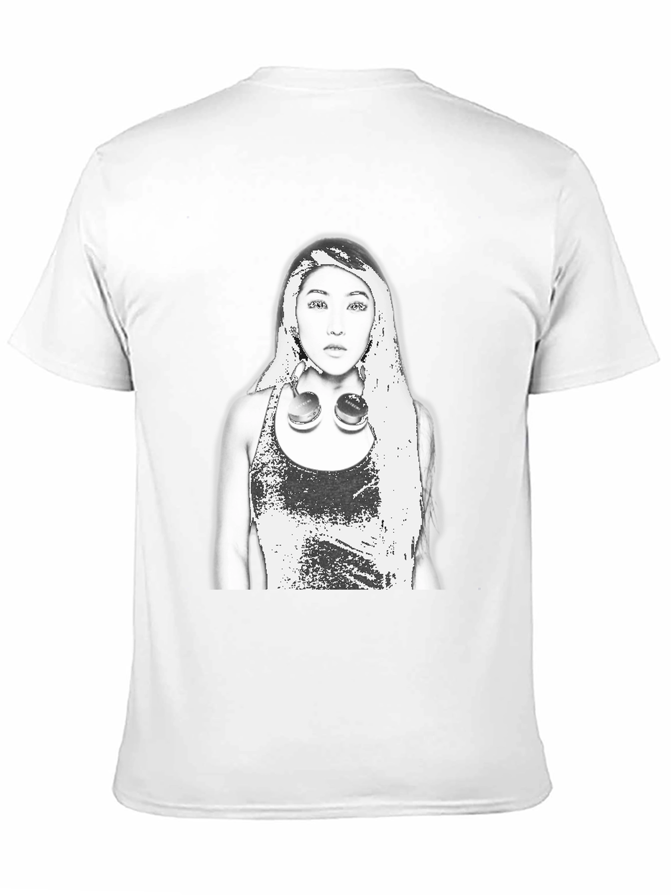 Edgy Graphic Tee - Woman with Headphones Design