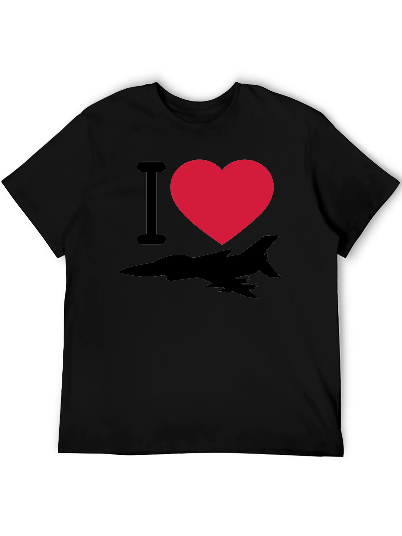 I Heart Fighter Jet T-Shirt - Black