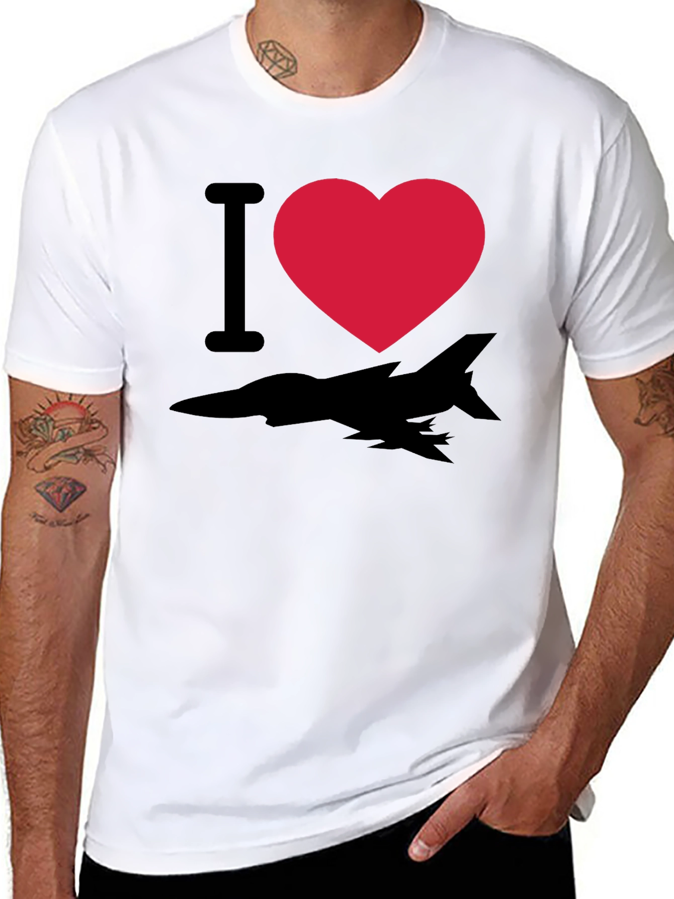 I Heart Fighter Jet T-Shirt - Black